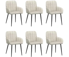 Valgomojo kėdės 6 pcs Aksomas Kreminė 56,5 x 50 x 86 cm