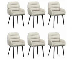 Valgomojo kėdės 6 pcs Aksomas Kreminė 59 x 59,5 x 90 cm