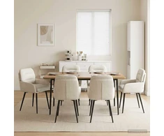 Valgomojo kėdės 6 pcs Aksomas Kreminė 59 x 59,5 x 90 cm