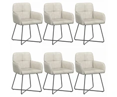 Valgomojo kėdės 6 pcs Aksomas Kreminė 59 x 56,5 x 86 cm