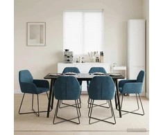 Valgomojo kėdės 6 pcs Aksomas Mėlyna 55 x 50 x 84 cm