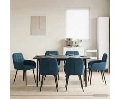 Valgomojo kėdės 6 pcs Aksomas Mėlyna 56,5 x 50 x 86 cm
