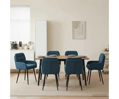 Valgomojo kėdės 6 pcs Aksomas Mėlyna 59 x 59,5 x 90 cm