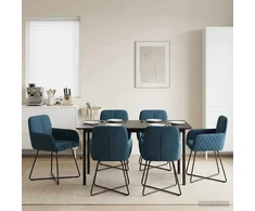 Valgomojo kėdės 6 pcs Aksomas Mėlyna 59 x 56,5 x 86 cm