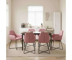 Valgomojo kėdės 6 pcs Aksomas Rožinė 55 x 50 x 84 cm