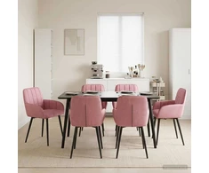 Valgomojo kėdės 6 pcs Aksomas Rožinė 57 x 50 x 85 cm