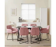 Valgomojo kėdės 6 pcs Aksomas Rožinė 59 x 56,5 x 86 cm