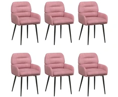 Valgomojo kėdės 6 pcs Aksomas Rožinė 59 x 59,5 x 90 cm