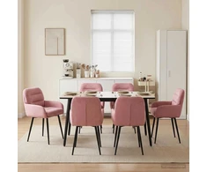 Valgomojo kėdės 6 pcs Aksomas Rožinė 59 x 59,5 x 90 cm
