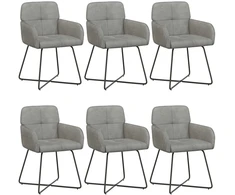 Valgomojo kėdės 6 pcs Aksomas Šviesiai pilka 59 x 56,5 x 86 cm