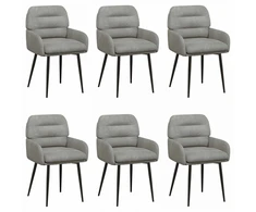 Valgomojo kėdės 6 pcs Aksomas Šviesiai pilka 59 x 59,5 x 90 cm