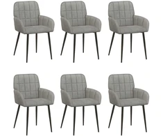 Valgomojo kėdės 6 pcs Aksomas Šviesiai pilka 56,5 x 50 x 86 cm