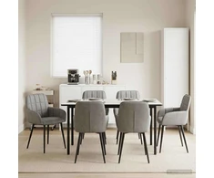 Valgomojo kėdės 6 pcs Aksomas Šviesiai pilka 56,5 x 50 x 86 cm