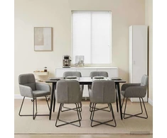Valgomojo kėdės 6 pcs Aksomas Šviesiai pilka 59 x 56,5 x 86 cm