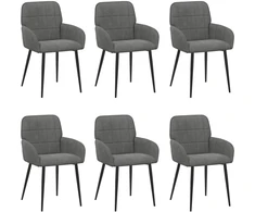 Valgomojo kėdės 6 pcs Aksomas Tamsiai pilka 56,5 x 50 x 86 cm