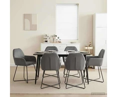 Valgomojo kėdės 6 pcs Aksomas Tamsiai pilka 55 x 50 x 84 cm