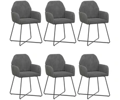 Valgomojo kėdės 6 pcs Aksomas Tamsiai pilka 55 x 50 x 84 cm