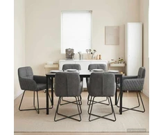 Valgomojo kėdės 6 pcs Aksomas Tamsiai pilka 59 x 56,5 x 86 cm