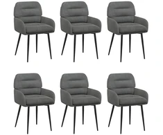 Valgomojo kėdės 6 pcs Aksomas Tamsiai pilka 59 x 59,5 x 90 cm