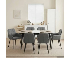 Valgomojo kėdės 6 pcs Aksomas Tamsiai pilka 56,5 x 50 x 86 cm