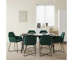 Valgomojo kėdės 6 pcs Aksomas Tamsiai žalia 55 x 50 x 84 cm