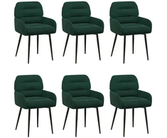 Valgomojo kėdės 6 pcs Aksomas Tamsiai žalia 59 x 59,5 x 90 cm