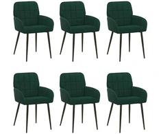 Valgomojo kėdės 6 pcs Aksomas Tamsiai žalia 56,5 x 50 x 86 cm