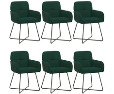 Valgomojo kėdės 6 pcs Aksomas Tamsiai žalia 59 x 56,5 x 86 cm