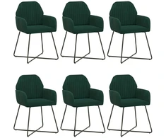 Valgomojo kėdės 6 pcs Aksomas Tamsiai žalia 55 x 50 x 84 cm