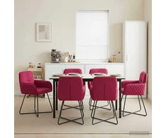 Valgomojo kėdės 6 pcs Aksomas Vyno raudona 59 x 56,5 x 86 cm