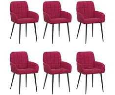 Valgomojo kėdės 6 pcs Aksomas Vyno raudona 56,5 x 50 x 86 cm