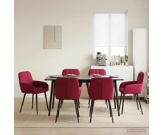 Valgomojo kėdės 6 pcs Aksomas Vyno raudona 56,5 x 50 x 86 cm