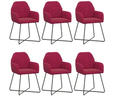 Valgomojo kėdės 6 pcs Aksomas Vyno raudona 55 x 50 x 84 cm