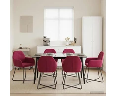 Valgomojo kėdės 6 pcs Aksomas Vyno raudona 55 x 50 x 84 cm