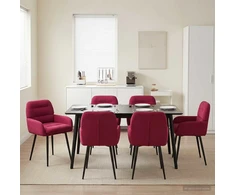 Valgomojo kėdės 6 pcs Aksomas Vyno raudona 59 x 59,5 x 90 cm