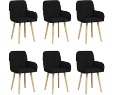Valgomojo kėdės 6 pcs Audinys Juoda 56,5 x 50 x 87,5 cm