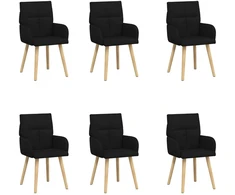 Valgomojo kėdės 6 pcs Audinys Juoda 60 x 56 x 96 cm