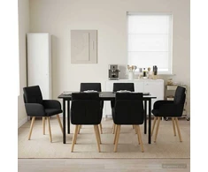 Valgomojo kėdės 6 pcs Audinys Juoda 60 x 56 x 96 cm
