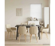 Valgomojo kėdės 6 pcs Audinys Kreminė 56,5 x 50 x 87,5 cm