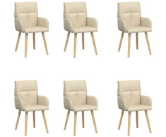 Valgomojo kėdės 6 pcs Audinys Kreminė 60 x 56 x 96 cm