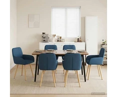 Valgomojo kėdės 6 pcs Audinys Mėlyna 56,5 x 50 x 87,5 cm