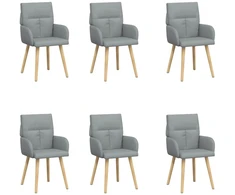 Valgomojo kėdės 6 pcs Audinys Šviesiai pilka 60 x 56 x 96 cm