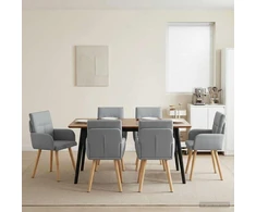 Valgomojo kėdės 6 pcs Audinys Šviesiai pilka 60 x 56 x 96 cm