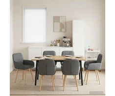 Valgomojo kėdės 6 pcs Audinys Tamsiai pilka 56,5 x 50 x 87,5 cm