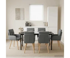 Valgomojo kėdės 6 pcs Audinys Tamsiai pilka 60 x 56 x 96 cm