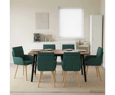 Valgomojo kėdės 6 pcs Audinys Tamsiai žalia 60 x 56 x 96 cm