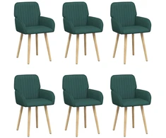 Valgomojo kėdės 6 pcs Audinys Tamsiai žalia 56,5 x 50 x 87,5 cm