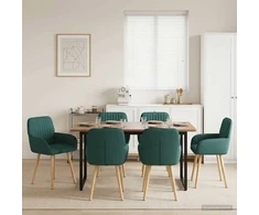 Valgomojo kėdės 6 pcs Audinys Tamsiai žalia 56,5 x 50 x 87,5 cm
