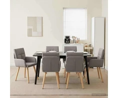 Valgomojo kėdės 6 pcs Audinys Taupe 60 x 56 x 96 cm
