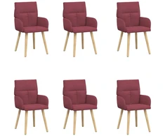 Valgomojo kėdės 6 pcs Audinys Vyno raudona 60 x 56 x 96 cm